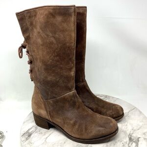 Ugg Cary Lace Up Oiled Leather Tall Boots 7.5 Classic Rustic Rugged Casual Moto